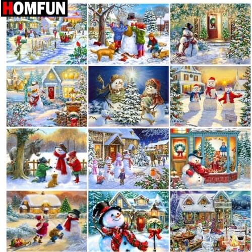 HOMFUN Full Square/Round Drill 5D DIY Diamond Painting "Christmas snowman" Embroidery Cross Stitch 5D Home Decor Gift
