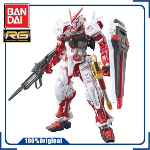 BANDAI RG 1/144 MBF-P02 Gundam Astray Red Frame Assembly Model Action Toy Figures Gifts for Children