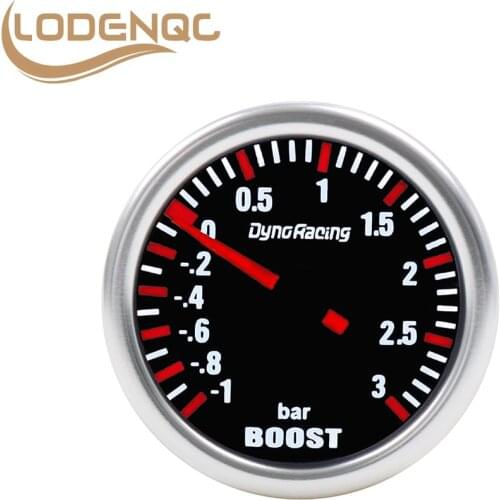 Lodenqc Car Meter Boost Sensor 2''52MM -1-3 Bar Mechanical White Led Boost Gauge Smoke lens