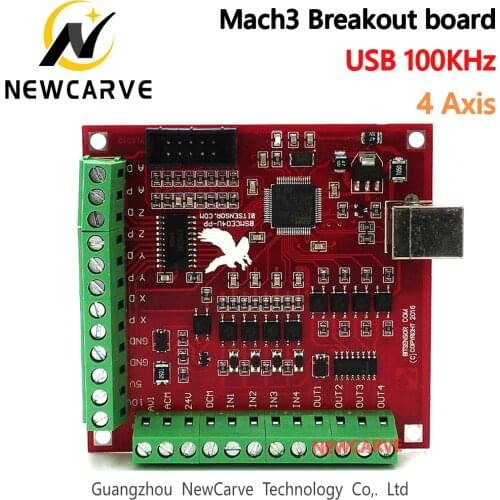 DIY CNC 4 Axis MACH3 Breakout Board USB 100Khz Interface Driver Motion Controller Driver Board For Lathe NEWCARVE