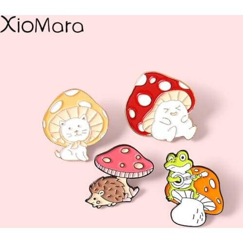 Forest Mushroom Wizard Enamel Pins Hedgehog Guitar Frog Brooches Lapel Badges Wholesale Animal Pin Cute Jewelry Gifts for Friend