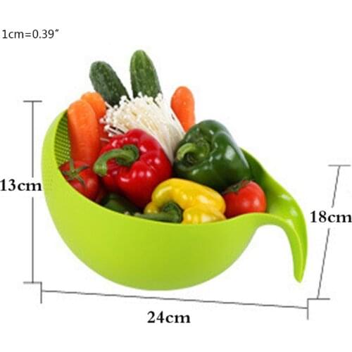Rice Washing Filter Strainer Basket Sieve Fruit Vegetable Bowl Drainer Kitchen