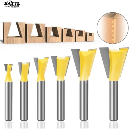 6mm 1/4" high quality Dovetail groove milling cutter tungsten steel milling Wood cutters Router Bits woodworking tools