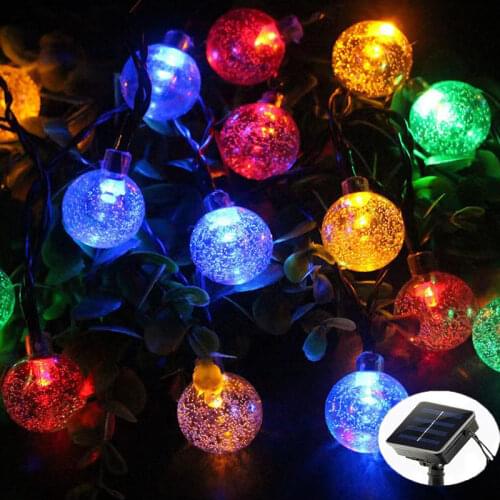 NEW 5M/10M/20M Crystal ball LED Solar Lamp Power LED String Fairy Lights Solar Garlands Garden Christmas Decor For Outdoor