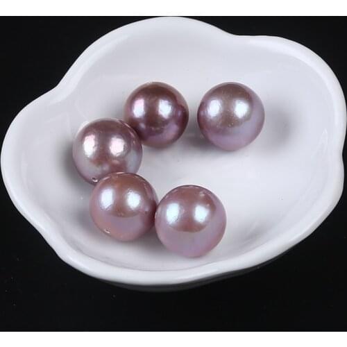 China 14-15mm Natural cultured pearl Purple Half Drilled Hole Loose Edison Pearl for jewelry