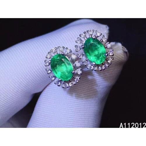 KJJEAXCMY fine jewelry 925 silver natural Emerald new girl vintage earrings hot selling ear stud support test Chinese style