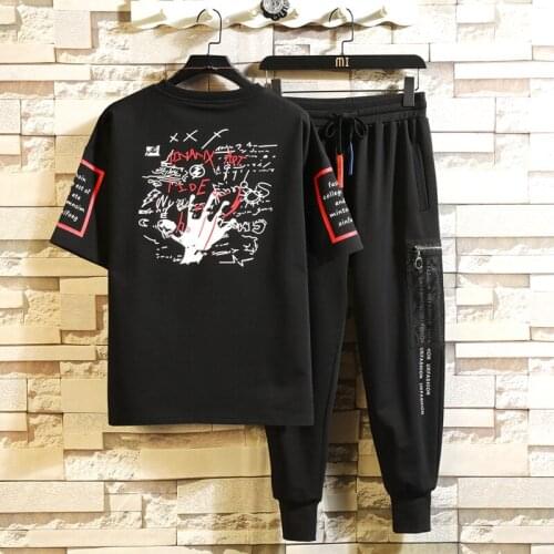 Summer Mens T-shirt Tracksuit New Fashion Casual Male Cotton Short Sleeve+ Pant Sets Men Brand T Shirt Set Hip Hop