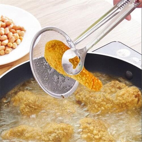 Kitchen accessories stainless steel kitchen colander strainer spoon drain oil food clip fried chicken legs strainer
