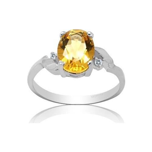 Fashion Silver Yellow Crystal Ring for Party 6mm*8mm Natural Citrine Ring 925 Silver Citrine Jewelry Gift for Woman
