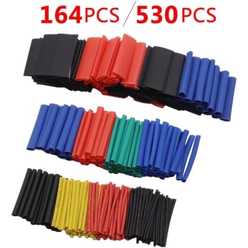 164pcs 530pcs Heat Shrink Tube Kit Shrinking Assorted Polyolefin Insulation Sleeving Heat Shrink Tubing Wire Cable 8 Sizes