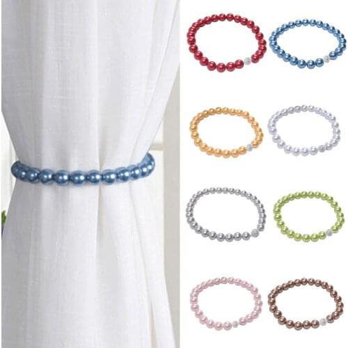 2021 New Creative Magnet Faux Pearl Magnet Buckle Curtain Tieback Ring Rope Art Home Decoration Easy to Use Curtain Tieback