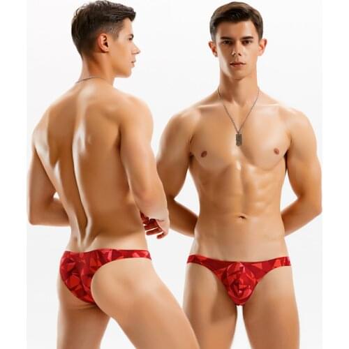 New 2021 summer beach men swimsuits bikinis sexy low waist swimwear tight hot gay men thong swim briefs half pack hip swimsuits