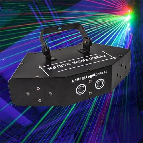 New LED six eyes red green blue scan full color beam laser light scanner bar flash wedding family party laser show projector