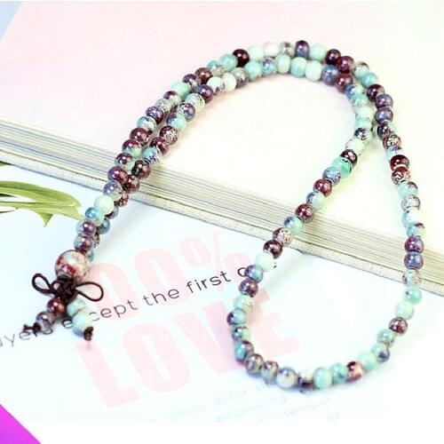 Wholesale 10 Beautiful 3 Round Ceramic Bracelets Necklace Dual Use Retro Romantic Bracelet 6 Styles Factory Outlet New 2021