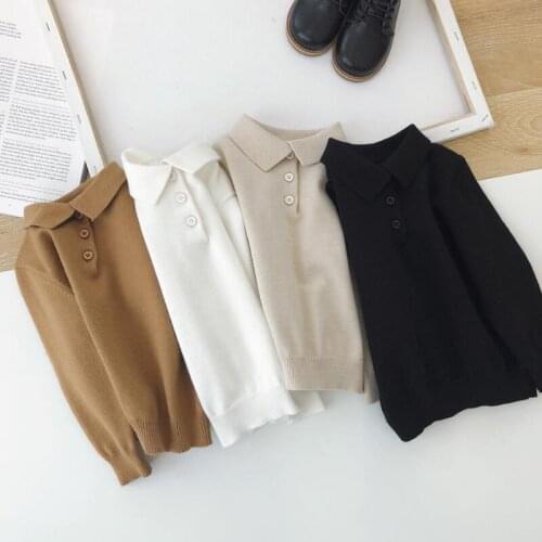 Autumn Winter Knitted Infant Baby Toddler Girls Boys Sweaters Turn-down Collar Kids Sweater Boy Girl Tops Child Clothes JW6864