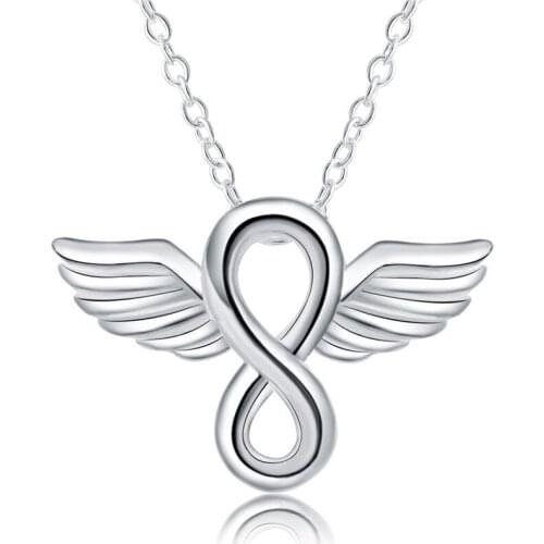 Romantic Angel Wings 925 Sterling Silver Necklaces & Pendants For Women Charm Party Jewelry