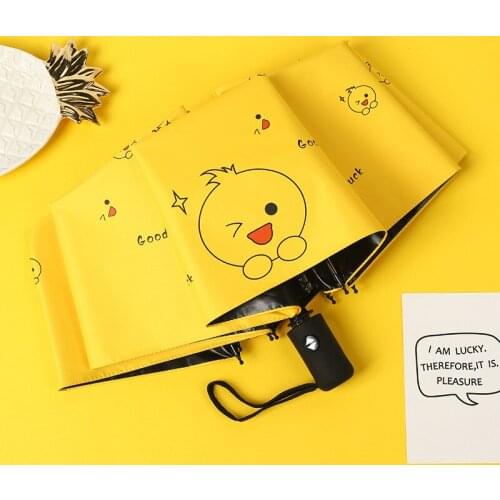 Fully automatic umbrella sun umbrella small fresh rain and rain dual-use cartoon three-folding umbrella