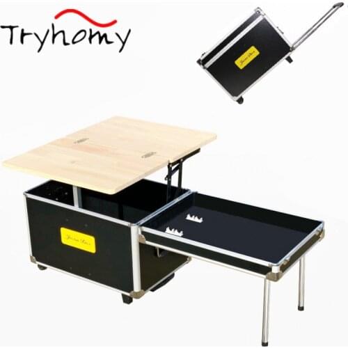 S-tadpoles 55L Portable Folding Camping Kitchen Outdoor Camp Cooking Table With Storage Trolley Case Kitchen Table 2021 New