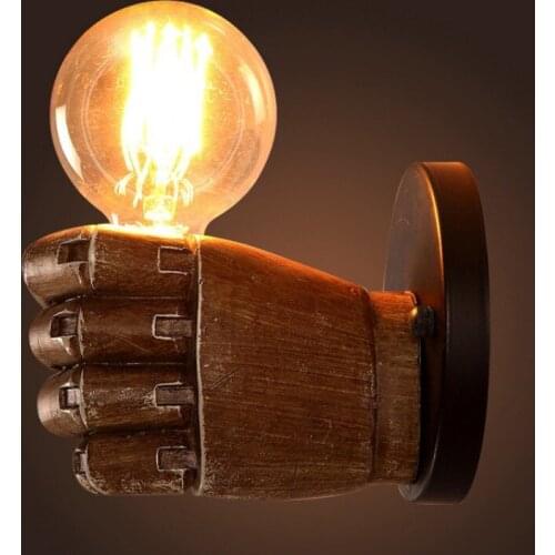 Retro Industrial Resin Fist Left and Right Hand Loft Wall Lamp For Bar Cafe Bedroom Background Decoration Antique Wall Lig