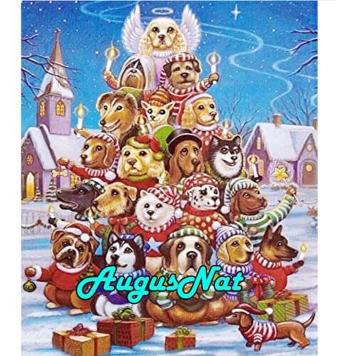 Christmas card diamond painting full square cartoon dogs daimond embroidery picture children diamant mosaic sticker kids gifts