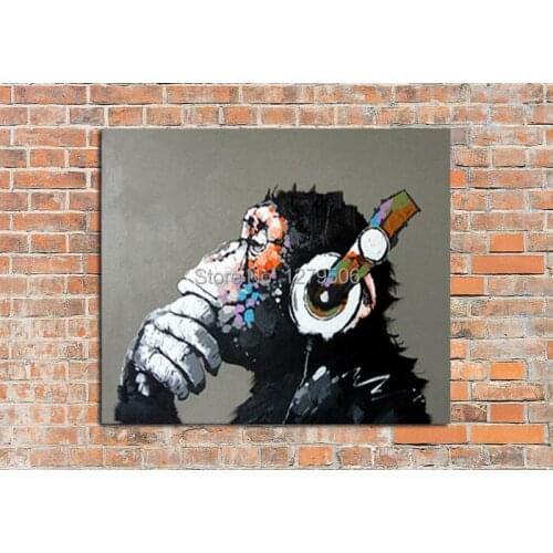 Handmade Abstract Thinking Gorilla Art Oil Painting On Canvas For Living Room Decor Hang Group Of Paintings