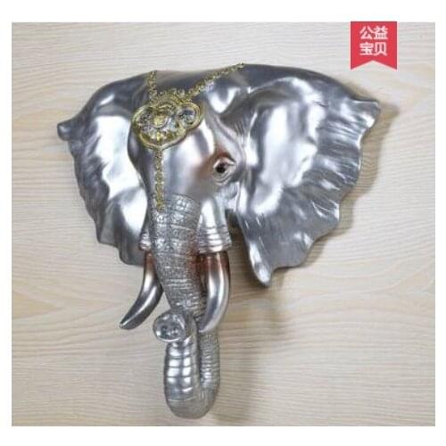 Stereo elephant pendant European living room porch animal head wall hanging retro wall bar decoration home Crafts sculpture