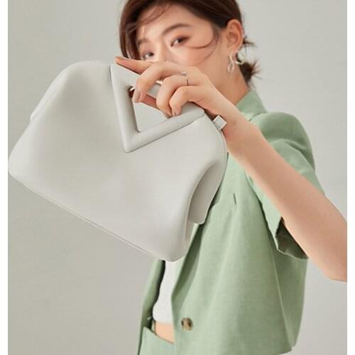 Luxury Brand Handbag Inverted Triangle Handle Leather Clutches Purses Crossbody Bags For Women Fashion Shoulder Bag Lady Satchel