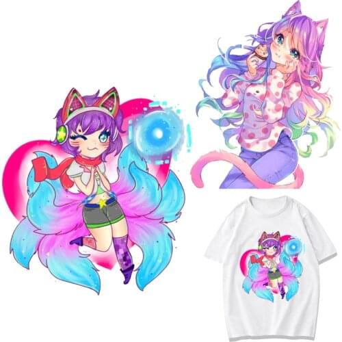 Anime Girl Patches Cartoon Thermal Stickers on Clothes Fabric Iron-on Transfers for Clothing Thermoadhesive Patch Diy Applique