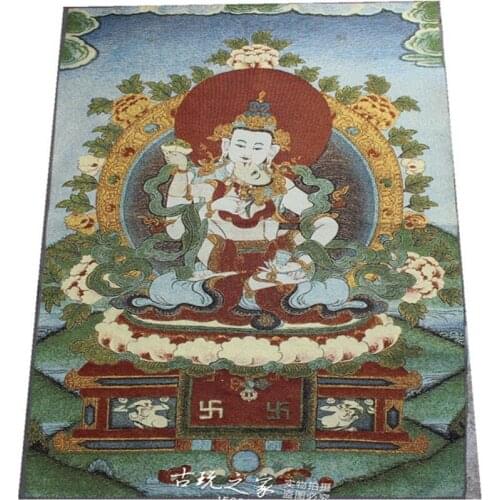 36 inch Tibet Silk embroidery gold silk embroidery Nepal happy Buddha Thangka Paintings Mural