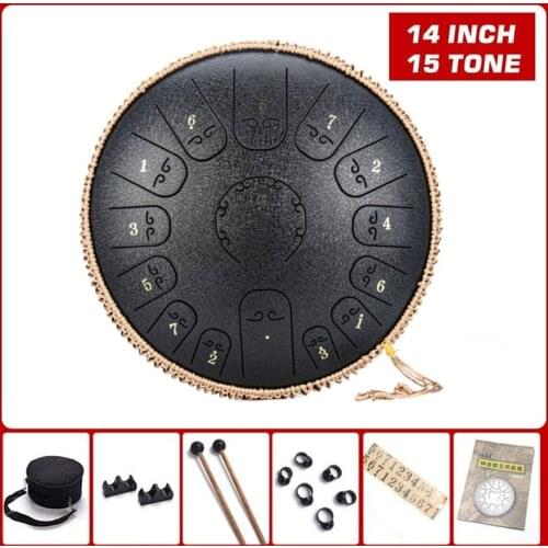 Steel Tongue Drum 15 Notes 14 inches Percussion Instrument Professional Percussion Hand Pan Drum Instrument Yoga Meditation