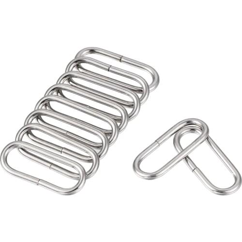 Uxcell Metal Oval Ring Buckles 19x6mm for Bags Belts DIY Silver Tone 20pcs