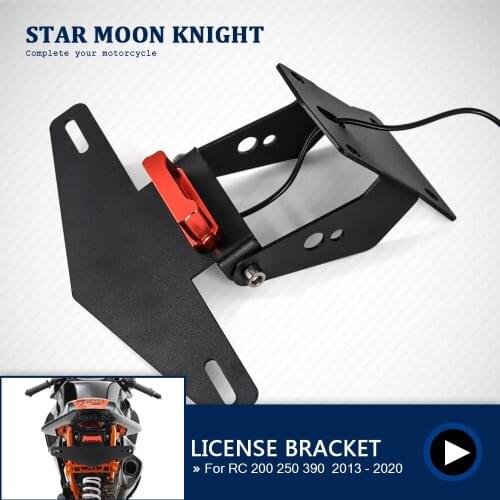 Rear Adjustable License Number Plate Frame Holder Bracket Tail Tidy Fender with Led Light For RC 390 RC390 2013 - 2020 2019 2018
