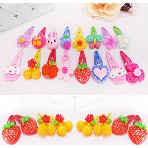 High 5/10Pcs/Lot Cartoon Kids Hair Pins Baby Infant Flower Clips Girls Lovely Hairpins Hair Accessories Random Color