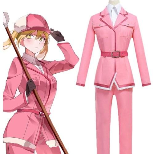 Anime Cells At Work Basophilic Granulocyte Bbasophil Cosplay Costume Women Girls Pink Coat Pants Outfits Halloween Carnival Suit