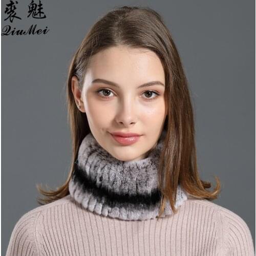 Real Fur Winter Scarf Ring Genuine Rex Rabbit Fur Snood Femme Muffler 2019 New Kerchief Soft Warm Knitted Neckerchief Scarf