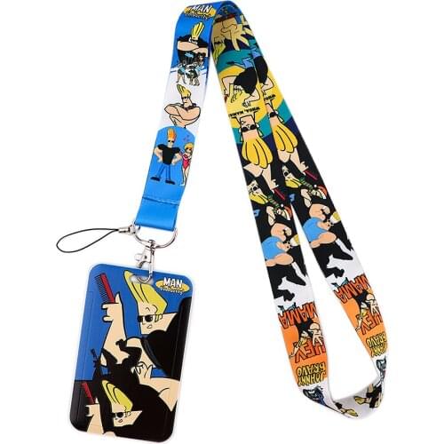 1pcs ZF2727 Cartoon Strong Man Lanyard Card ID Holder Car KeyChain ID Card Pass Gym Phone Badge Key Ring Holder Jewelry