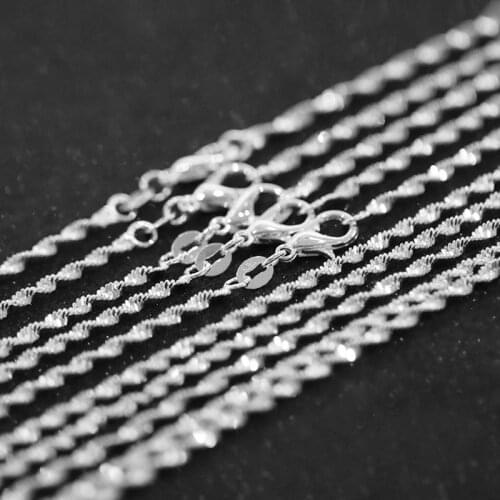 10pcs/lot Wholesale 2mm Silver Double Water Wave Chain Necklace, Fashion 925 Jewelry Silver Plated Necklace Chains 16"-24"