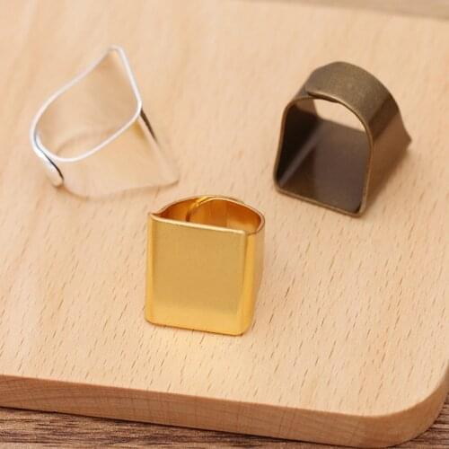 20 PCS 19*20mm Fashion Metal Copper Ring Settings Adjustable Square Ring Base For Jewelry Making