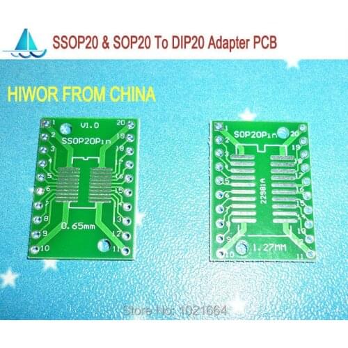 20pcs/lot SSOP20 SOP20 TSSOP20 MSOP20 To DIP20 SMD Adapter To DIP PCB Pinboard SMD Converter