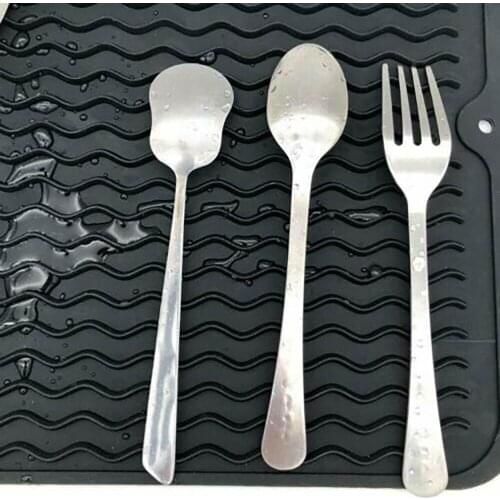 2020 Newest Silicone Drain Pad Kitchen Dish Drying Mat Multi-Function Heat Resistant Pad Silicone Drying Mat Wave