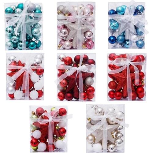 30PCS Glitter Christmas Balls Christmas Tree Decorations Balls Star Topper Natale Christmas Decoration Pendents New Year Navidad