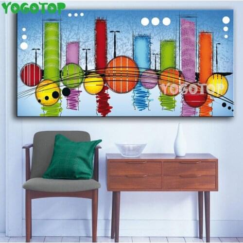 Abstract colorful figures 5D Square round Diamond mosaic embroidery DIY Diamond painting large size geometry city decor YY4899