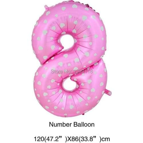 Large 40 inch Pink /Blue Dot Digatal Foil Balloons Number 8 Helium Balloon Souvenirs Birthday Party