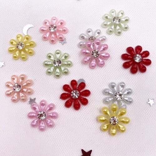 20pcs Shiny Resin Cute Beautiful 15mm Snowflower Flatback Beads Rhinestone Buttons Appliques DIY Wedding Scrapbook Craft B212