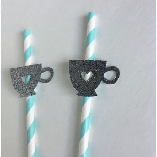 Tea time party.30 ct Glitter teacup paper straws. First birthday. My little teacup party. Bridal shower party