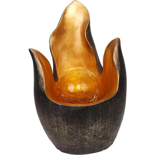 Flower Solar Power Light Lamp Amber Crackle Globe Glass Decor