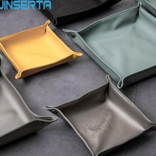 JINSERTA Dice Holder PU Leather Folding Tray Dice Rolling Tray Creative Collapsible Wallet Coin Key Trinket Tray Storage Box