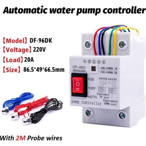 DF-96D Automatic Water Level Controller Switch 20A 220V 2m wires Water tank Liquid Level Detection Sensor Water Pump Controller