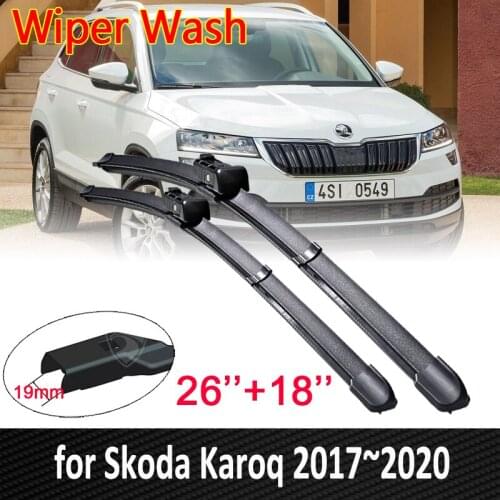 For Skoda Karoq 2017~2020 2018 2019 Car Wiper Blades Front Windscreen Windshield Wipers Car Accessories Stickers