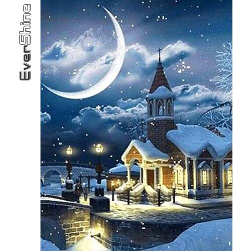 Evershine Diamond Painting House New Arrival Diamond Embroidery Winter Landscape Cross Stitch Kits Mosaic DIY Handmade Gift